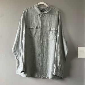 [XXL] NWOT Island Company Men’s 100% Linen Pastel Grey Green Button Down Shirt